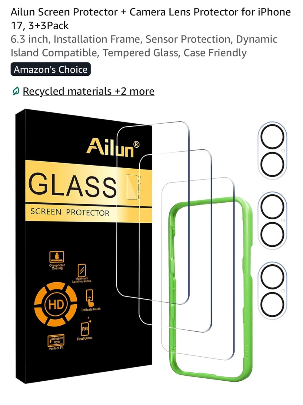 Ailun Screen Protector Kit with Green Installation Frame and Black Box